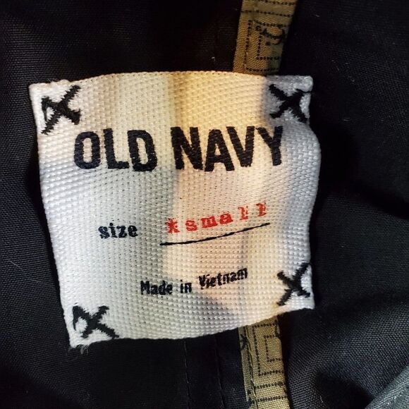 Old Navy Coat Womens XS Black Long Double Breasted Trench Button Rain Jacket - Picture 4 of 9